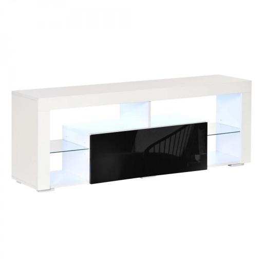 Mueble de TV para Televisiones de 55'' Mesa para TV de Salón con Luz LED 6 Modos de Colores 140x35x52 cm Blanco [8]