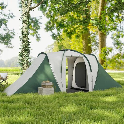 Tienda de Campaña para de 4-6 Personas con 2 Dormitorios Tienda de Camping Impermeable 3000 mm 555x225x190 cm Gris Verde [6]