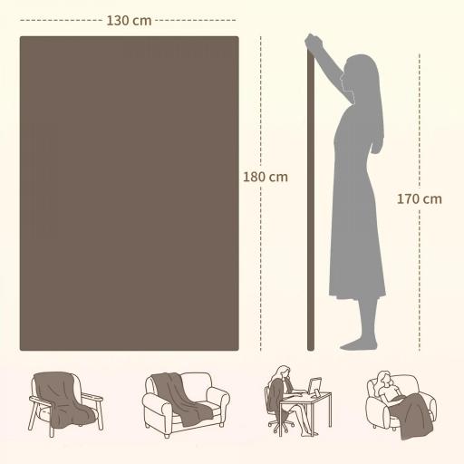 Manta Eléctrica 180x130 cm 10 Niveles de Temperatura Temporizador Lavar a Máquina, Pantalla LED Marrón [1]