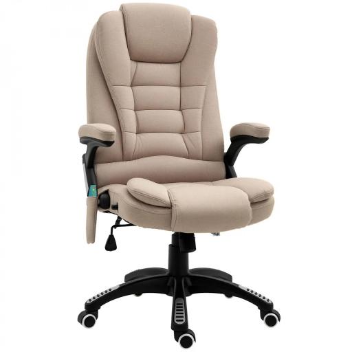 Silla Oficina con Masaje de 6 Puntos con Función Basculante con Calefacción Altura Ajustable 67x74x107-116 cm cm Caqui [9]