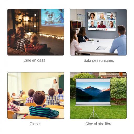 Pantalla de Proyección Manual con Soporte 100 Pulgadas Formato 4:3 para Interior y Exterior 203x152 cm Blanco [6]