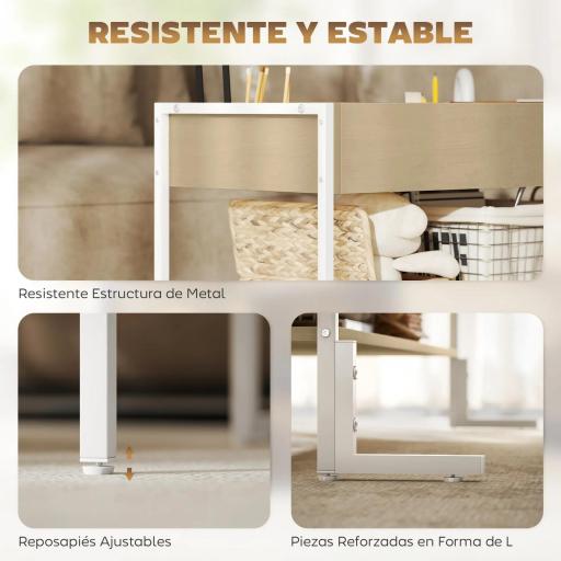 Mesa de Centro Elevable con Cierre Suave Espacio Oculto de Almacenaje y Estante Abierto 95x40x59 cm Natural y Blanco [3]