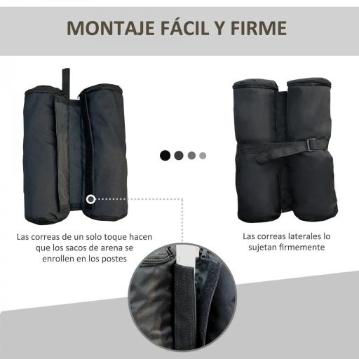 Pack de 4 Sacos de Lastre Rellenables para Carpa Tienda y Cenador Volumen Máx. 15kg Ø14x42 cm Color Negro [3]