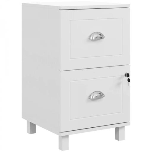 Archivador con Cerradura y 2 Cajones Barras Ajustables para Carpetas A4 y Carta Diseño Compacto 40x41,5x67,5 cm Blanco [9]