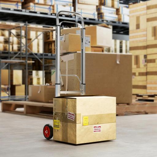 Carretilla de Mano Plegable de Aluminio Carga 90 kg con Ruedas Mango Telescópico Ajustable 40x41x108 cm Plata y Negro