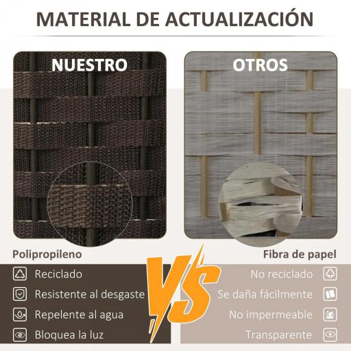 Biombo Separador de Ambientes de 6 Paneles Biombo Plegable 240x170 cm para Salón Dormitorio Oficina Marrón [5]