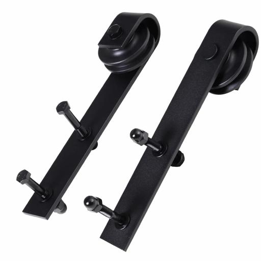 Herraje Puerta Corredera 200 cm Kit de Riel Adecuado para 1 Puerta Granja de Madera de 100 cm de Ancho Acero de Carbono Carga Máx. 90 kg [9]