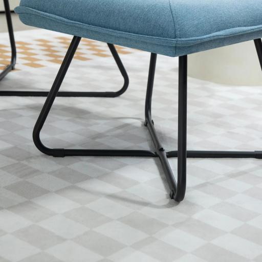 Butaca con Reposapiés Sillón para Lectura con Patas de Acero en Forma de Cruz Azul Claro [6]