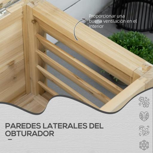 Baúl de Almacenaje Exterior de Madera con Tapa de Metal Galvanizado y Diseño con Listones 110x50x50 cm Madera Natural [5]