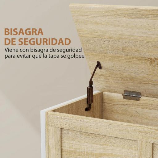 Baúl de Almacenaje para Dormitorio 95 L con Tapa Banco de Almacenaje con Bisagra de Seguridad 80x40x50 cm Roble [6]