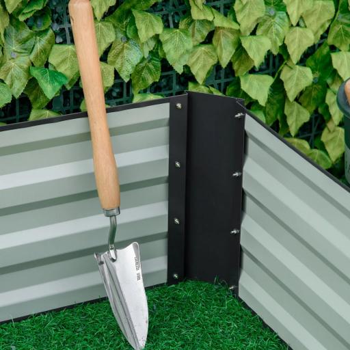 Jardinera Elevada de Acero Galvanizado Rectangular para Exteriores con Fondo Abierto 241x90,5x30 cm Gris [7]