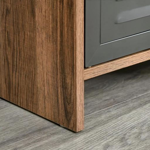 Mueble de TV para Televisores de 42" con 2 Compartimentos Cerrados con Puertas de Metal y 2 Estantes Abiertos Mueble de salón moderno Mesa para televisor 109x35x38 cm Madera Natural y Gris [7]