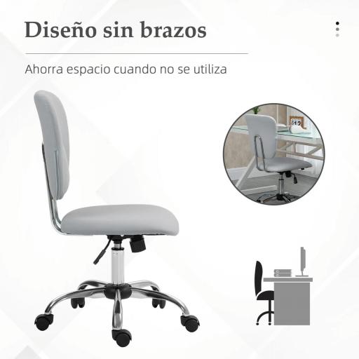 Silla de Oficina Giratoria con Altura Ajustable y Función Basculante para Escritorio Estudio 50x54x87,5-96,5 cm Gris [6]