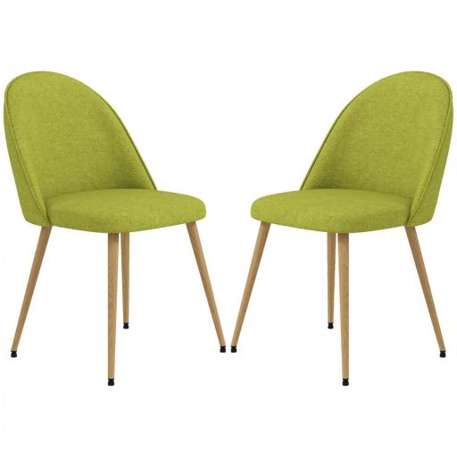 Pack de 2 Sillas de Comedor Sillas de Cocina Tapizadas de Tela de Lino con Patas de Acero Carga 120 kg 50x52x83 cm Verde [9]