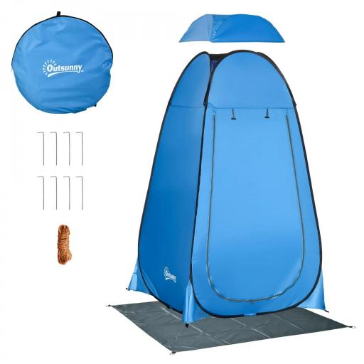 Tienda de Ducha Portátil con Bolsillo Bolsa de Transporte y UV 20+ para Baño Inodoro 126x124x189 cm Azul [9]