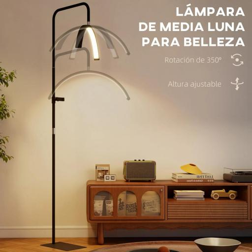 Lámpara Pestañas Media Luna con Cabeza Giratoria 350° 7 Temperaturas de Color Brillo Ajustable Soporte para Teléfono [5]