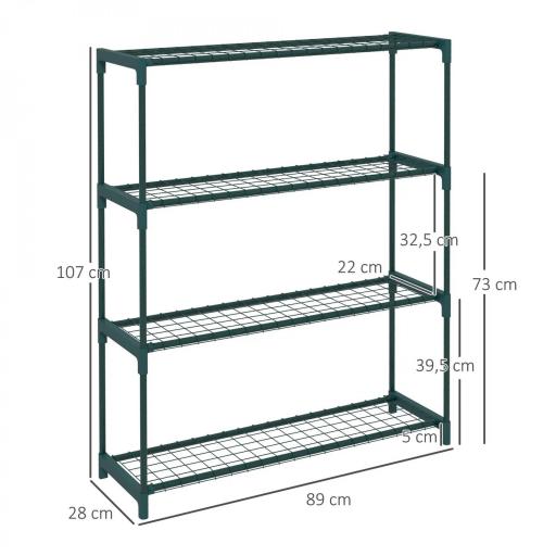 Soporte para Macetas de 4 Niveles con Estructura de Acero para Jardín Patio 89x28x107 cm Verde Oscuro [1]