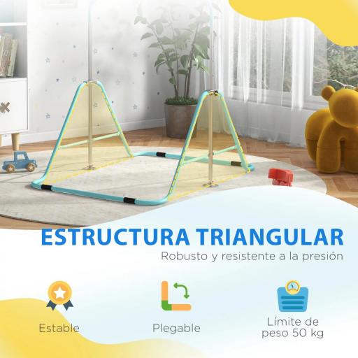 Barra de Gimnasia Artística Plegable Altura Ajustable Equipo de Gimnasia para Entrenamiento en Casa Azul Celeste [5]