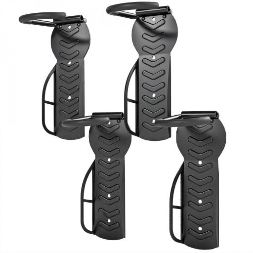 Soportes de Pared para Bicicletas de 4 Piezas Plegables hasta 30 kg con Tornillos para Casa Garaje y Sótano Negro [8]