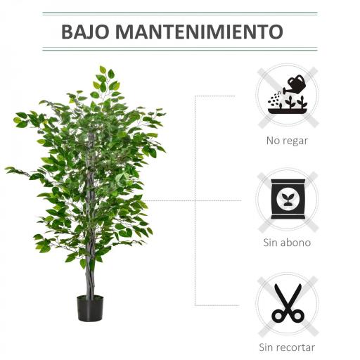 Planta Ficus Artificial 135 cm en Maceta con 756 Hojas Planta Sintética Realista para Interior [3]