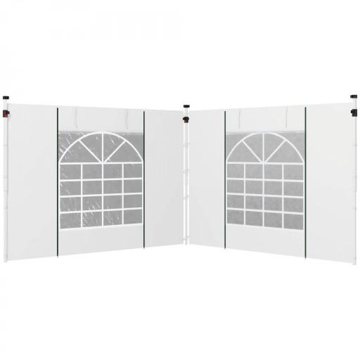  2 Paredes Laterales para Carpa 295x195 cm con Ventana Enrollable y Puerta con Cremallera para Carpa 3x3 m o 3x6 m Blanco [9]