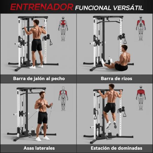 Máquina de Multiestación Musculación Entrenamiento Carga 120 kg 170x139x200 cm Negro [2]