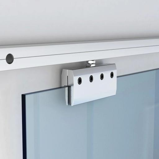 Puerta Corredera de Cristal 102,5x205 cm Puerta Corrediza Deslizante con Riel de Cristal de Seguridad Translúcido [5]