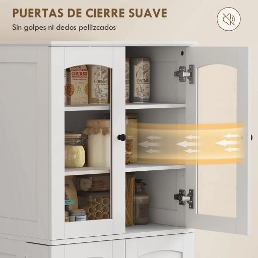 Armario Despensa Cocina con 4 Puertas con 8 Compartimentos 10 Estantes Alacena Moderna con 4 Estantes Ajustables Blanco [2]