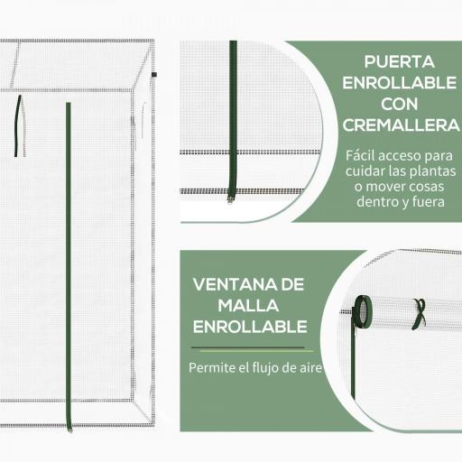 Invernadero de Exterior con Ventanas y Marco de Acero Invernadero para Cultivar Tomates Flores 200x76x168 cm Blanco [5]