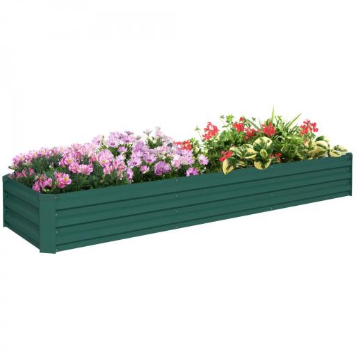 Jardinera Exterior Grande Rectangular de Acero Galvanizado Huerto Urbano con Base Abierta 240x60x30 cm Verde [5]