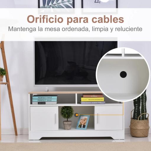 Mueble para Televisor Mesa para TV de Salón con Gran Espacio de Almacenaje con Estantes Abiertos 105x40x52 cm Blanco [5]