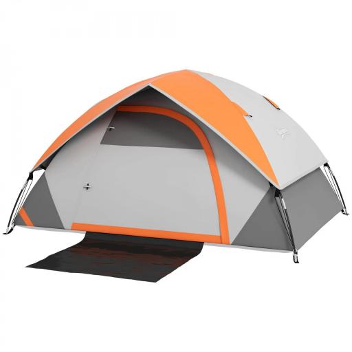 Tienda de Campaña Plegable para 2 Personas con Ventana y Bolsa Impermeable 3000 mm 210x150x110 cm Gris y Naranja [8]