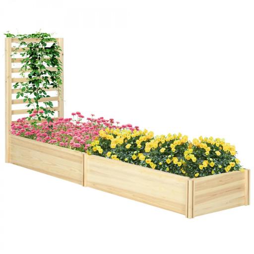 Jardinera Exterior Grande de Madera con Enrejado para Plantas Trepadoras 2 Cajas de Cultivo 230x60x110 cm Natural [8]