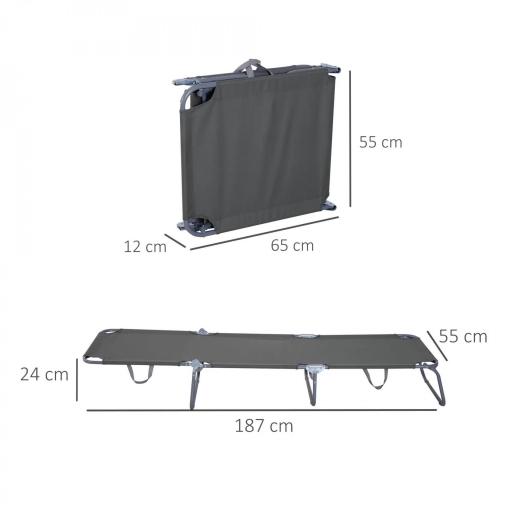 Tumbona de Jardín Plegable con Respaldo Ajustable en 5 Posiciones Carga 120 kg para Terraza Piscina 187x55x24 cm Gris [1]