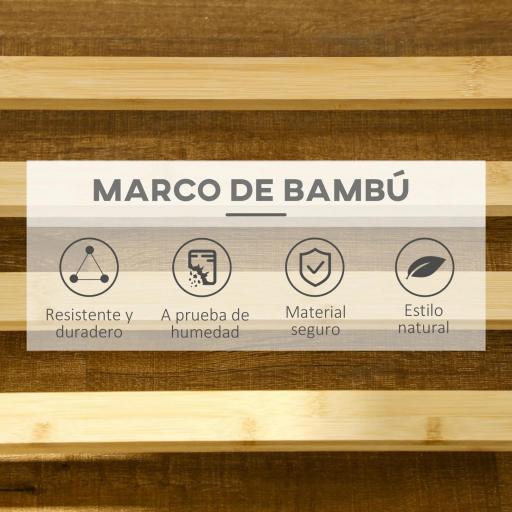 Perchero de Pie de Madera de Bambú con Ruedas Colgador Multifuncional con 6 Ganchos Barra y Estante 100x37x191 cm Natural [3]