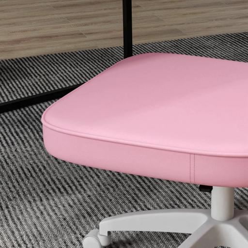Silla de Oficina Giratoria Tapizada en PU con Altura Ajustable sin Brazos Carga 120 kg 46x59x82-92 cm Rosa [5]