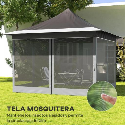 Carpa Plegable 3,5x3,5x3 m con Mosquitera Altura Ajustable y Protección UPF50+ con Bolsa de Transporte Gris Oscuro [4]