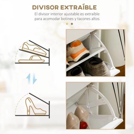 Mueble Zapatero Estrecho Armario de Zapatos con 2 Cajones Abatibles para 12 Pares de Zapatos 80x30x91,5 cm Blanco [5]
