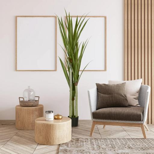 Yuca Artificial 190cm Planta Artificial con 39 Hojas Decoración para Hogar Salón Oficina Jardín Ø17x190 cm Verde