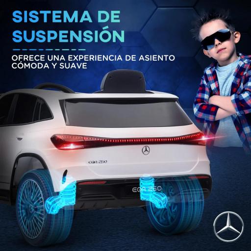 Coche Eléctrico para Niños Mercedes-Benz EQA 12V Control Remoto Música Bocina Velocidad 3-8 km/h 111,5x69x52,5cm Blanco [4]