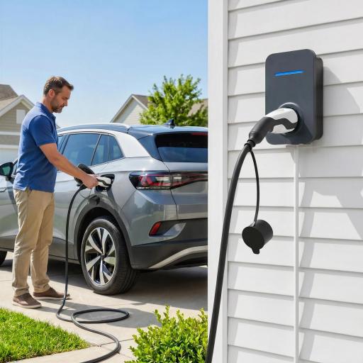 Cargador para Coche Eléctrico Tipo 2 2,2kW 32A Modo 3 Trifásico 5m IP65 con Bolsa y Paño de Limpieza para EV y PHEV Negro
