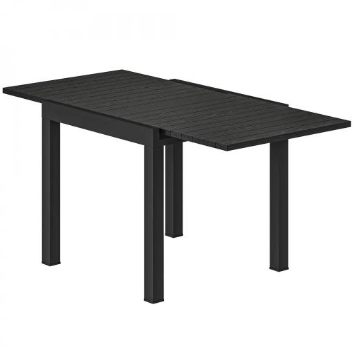 Mesa de Comedor Exterior Extensible 80/160 cm para 4-6 Personas de Aluminio con Tapa de Listones Efecto Madera Negro [9]