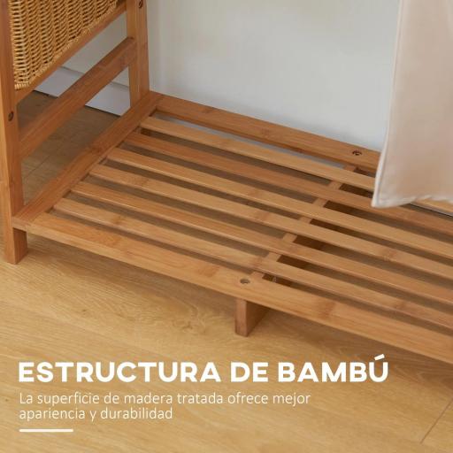 Perchero de Pie de Bambú Perchero para Ropa con Estantes de Almacenamiento y Varilla Colgante 90x30x145 cm Natural [3]