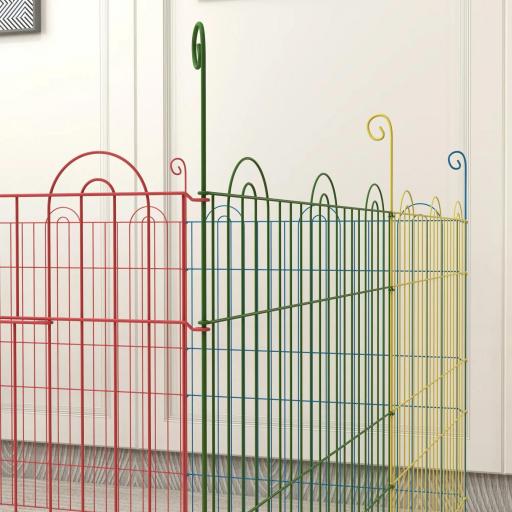 Parque Plegable para Perros de 8 Paneles Ø156x60 cm Valla Metálica con Puerta Estacas Interior Exterior Multicolor [7]