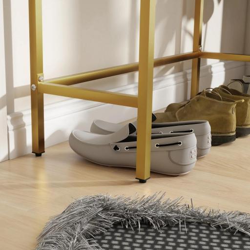 Mesa de Entrada con 2 Cajones y Patas de Acero Antivuelco Mueble de Recibidor para Salón Pasillo 80x31,5x75 cm Blanco [6]