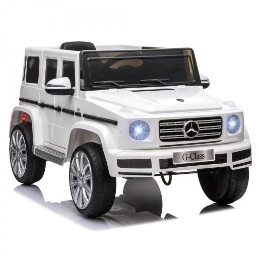 Coche Eléctrico para Niños de Batería 12 V BENZ G500 con Control Remoto Música Bocina 3-5 km/h Carga 30 kg Blanco [9]