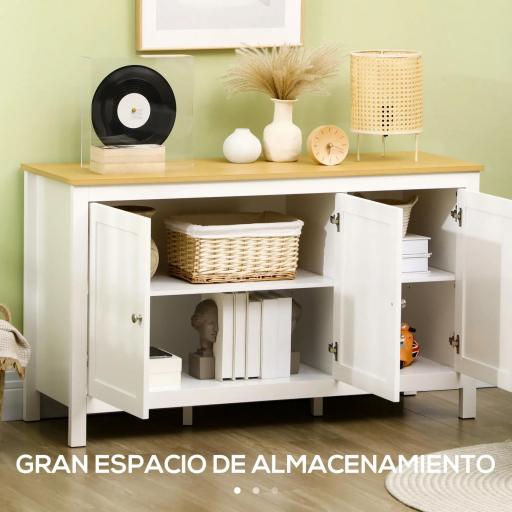 Aparador de Salón Armario de Almacenamiento con 3 Puertas con Estantes Ajustables Estilo Moderno 120x40x70 cm Blanco [9]