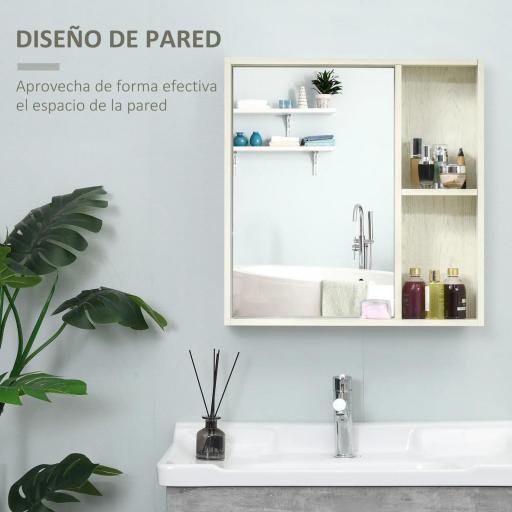Armario con Espejo para Baño con Estantes Mueble para Baño Estilo Moderno 63x15x65 cm Blanco [2]
