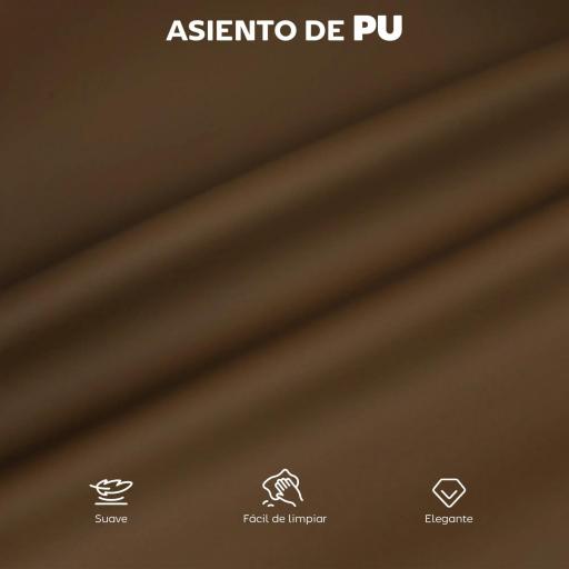 Juego de 2 Altos de Cocina con Respaldo de Ratán Asiento de PU Marco de Acero y Reposapiés Marrón [3]