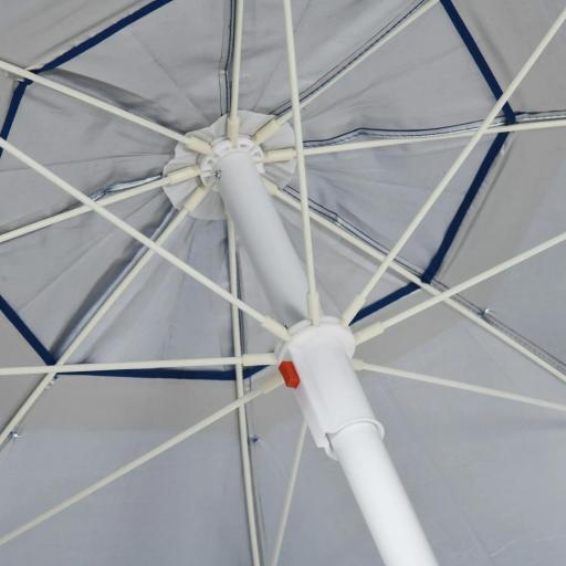 Sombrilla de Playa con Panel Lateral Ø191x211 cm con Manivela Manual Techo Inclinable 2 Bolsillos 2 Ventanas para Jardín [7]